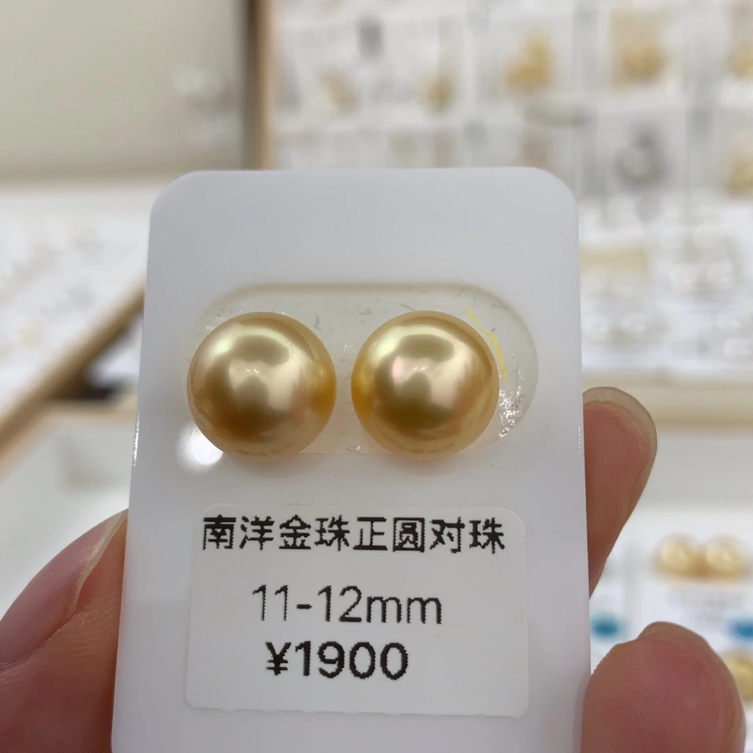 未镶嵌耳饰海水珍珠浓茶金
