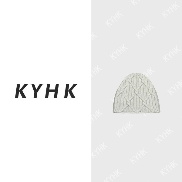 KYHK冬菱格编织休闲保暖绒毛线帽针织冷帽240104