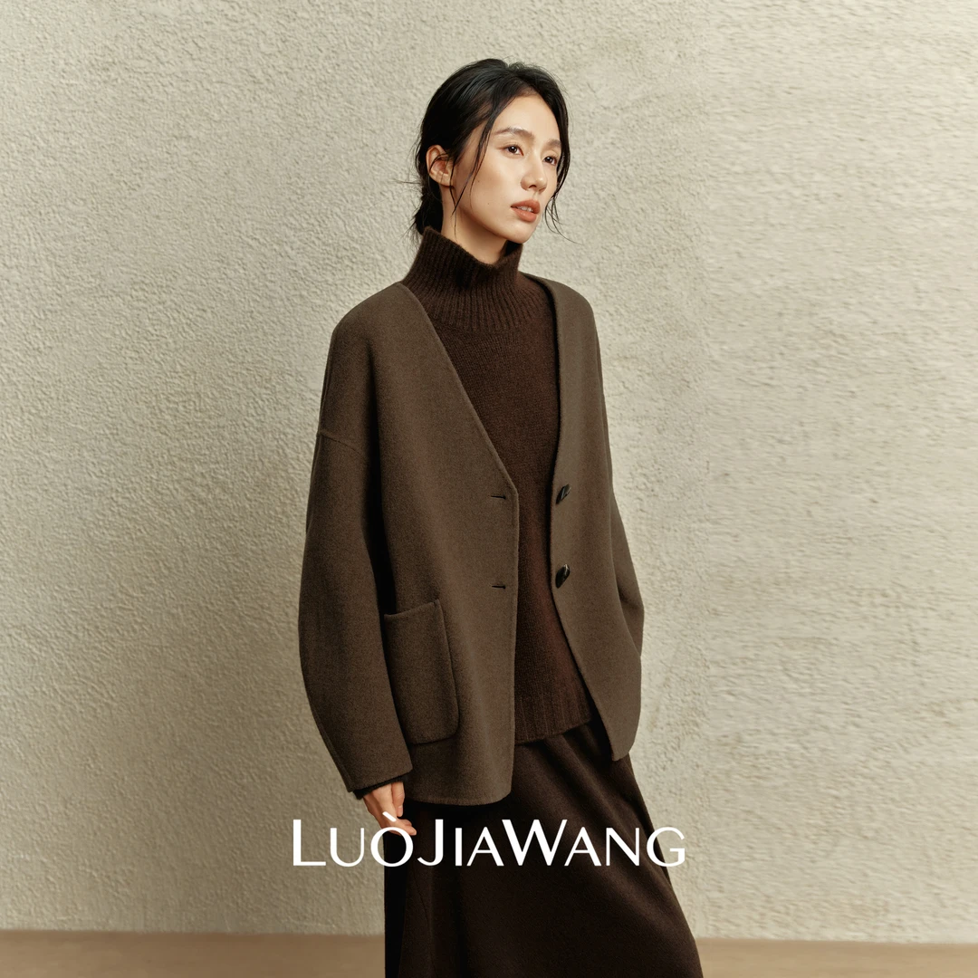 短款羊绒大衣巨好看毛呢外套女冬2025新款LUOJIAWANG【浅草之秋】