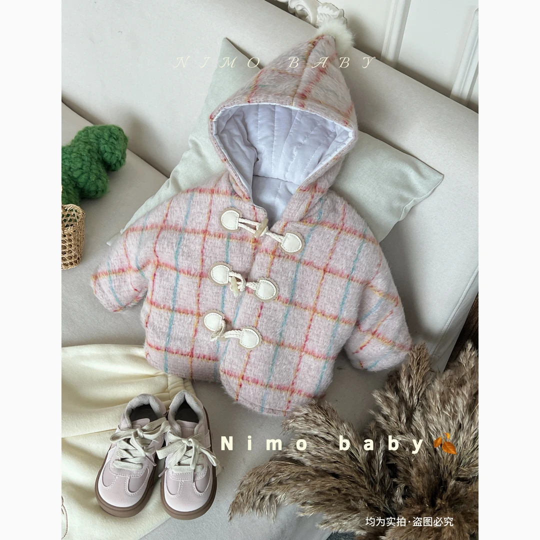 NIMO【冬馥旧语】韩版秋款宝宝经典款百搭休闲格子连帽外套