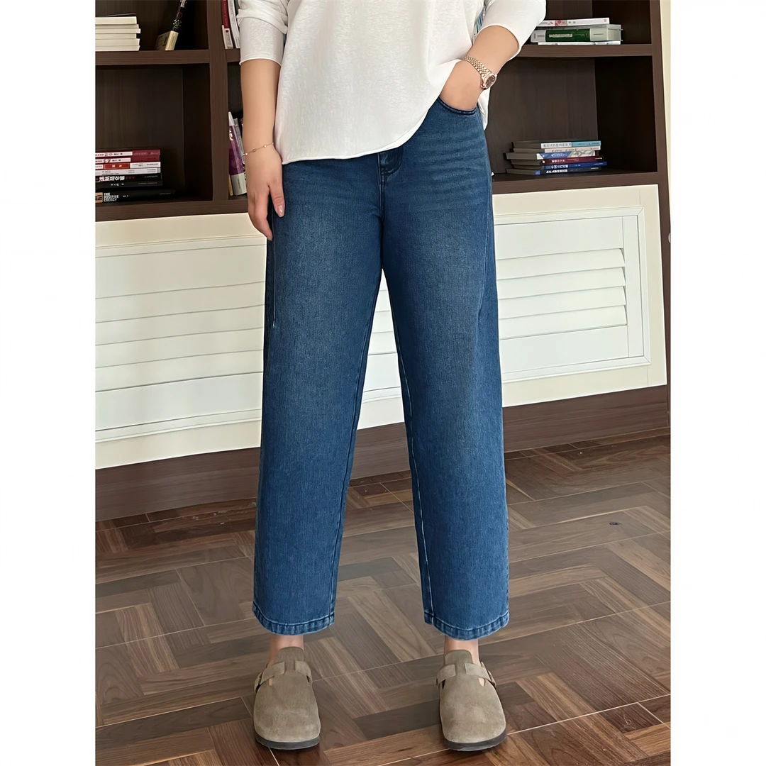 断码捡漏~大码女装秋季显瘦花契200斤胖mm宽松九分牛仔裤15143-F