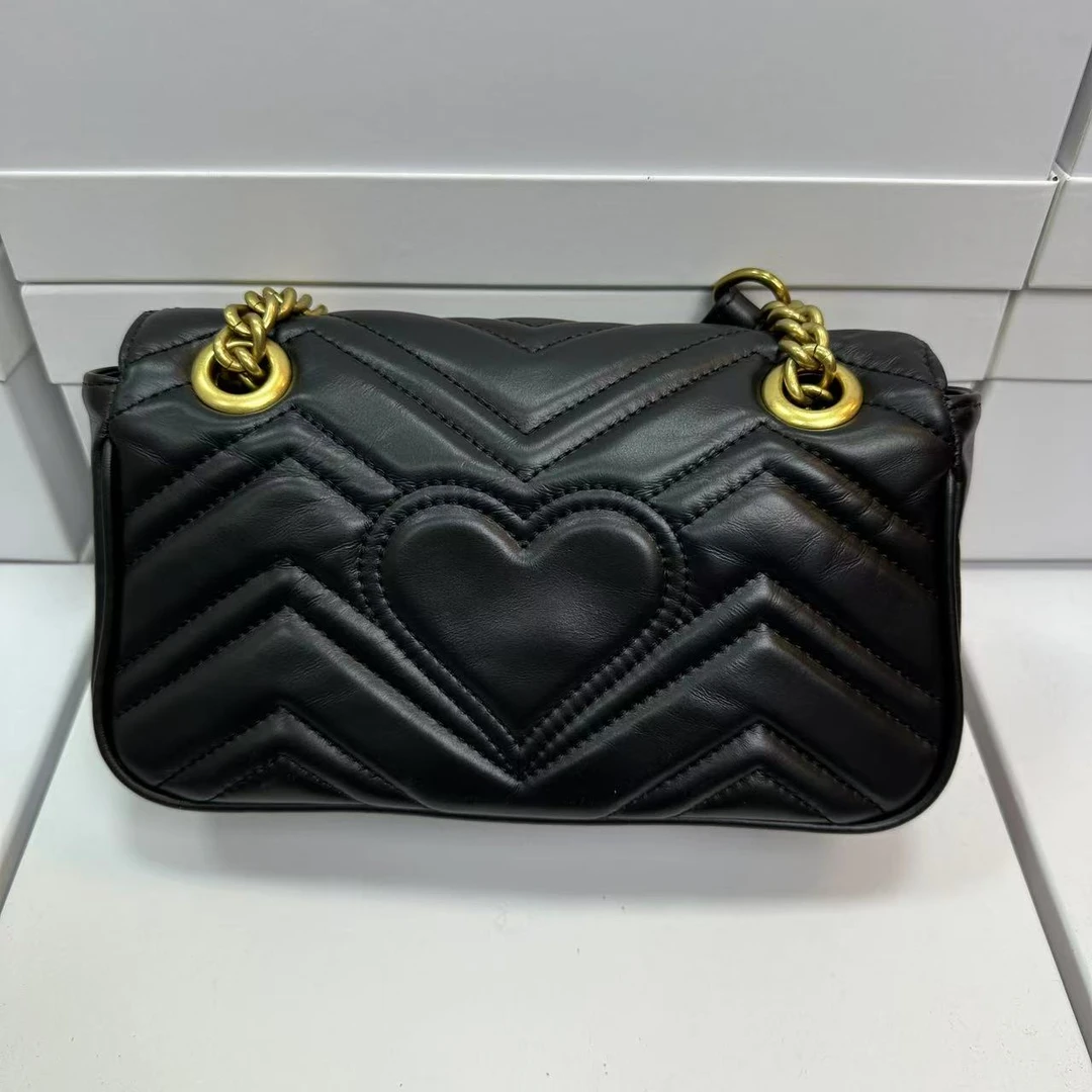 车缝线单肩链条横款方形手提包经典中号女士潮流