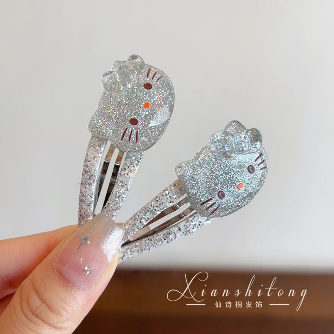 儿童可爱卡通kt猫发夹女孩细闪星星碎发bb夹子女童韩国东大门发卡