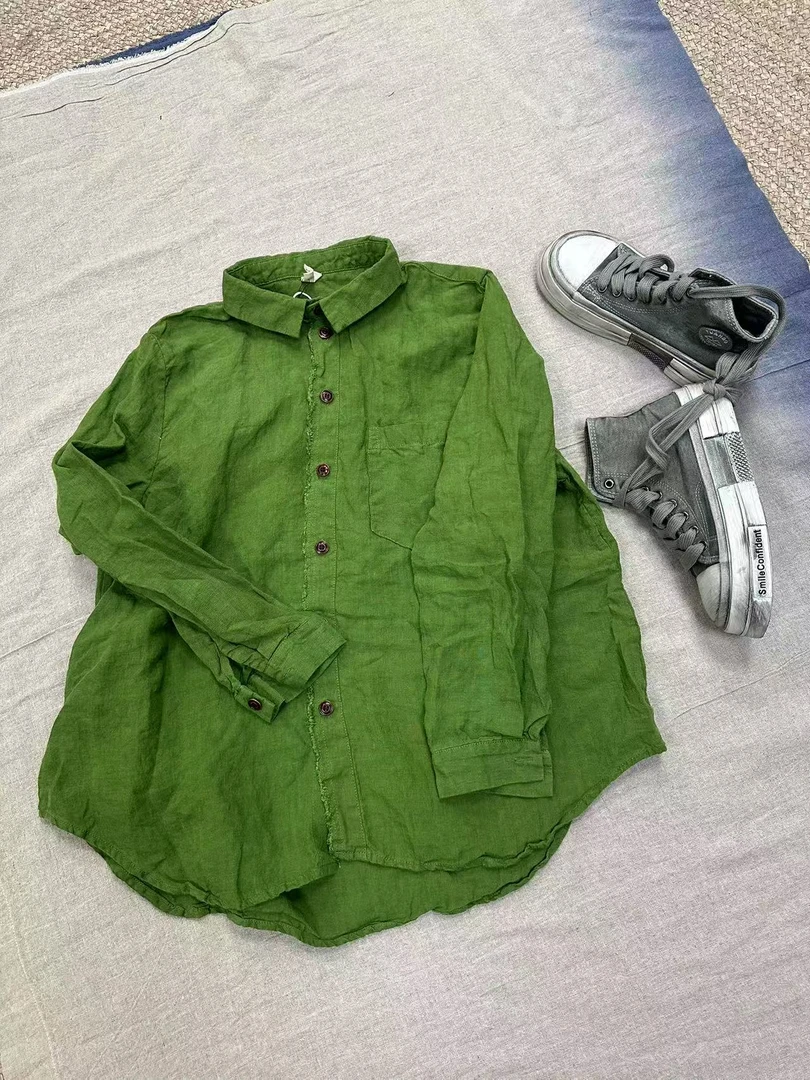 棉叙布衣分享新款亚麻休闲衬衣