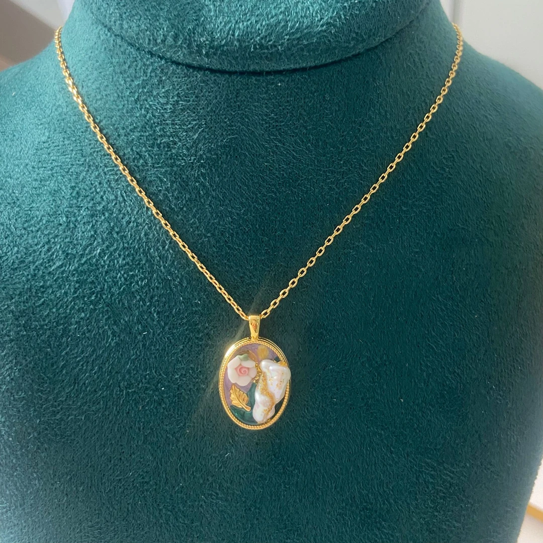 铜合金项链 《货号7402-》复古时尚油画风项链（链长：46cm）