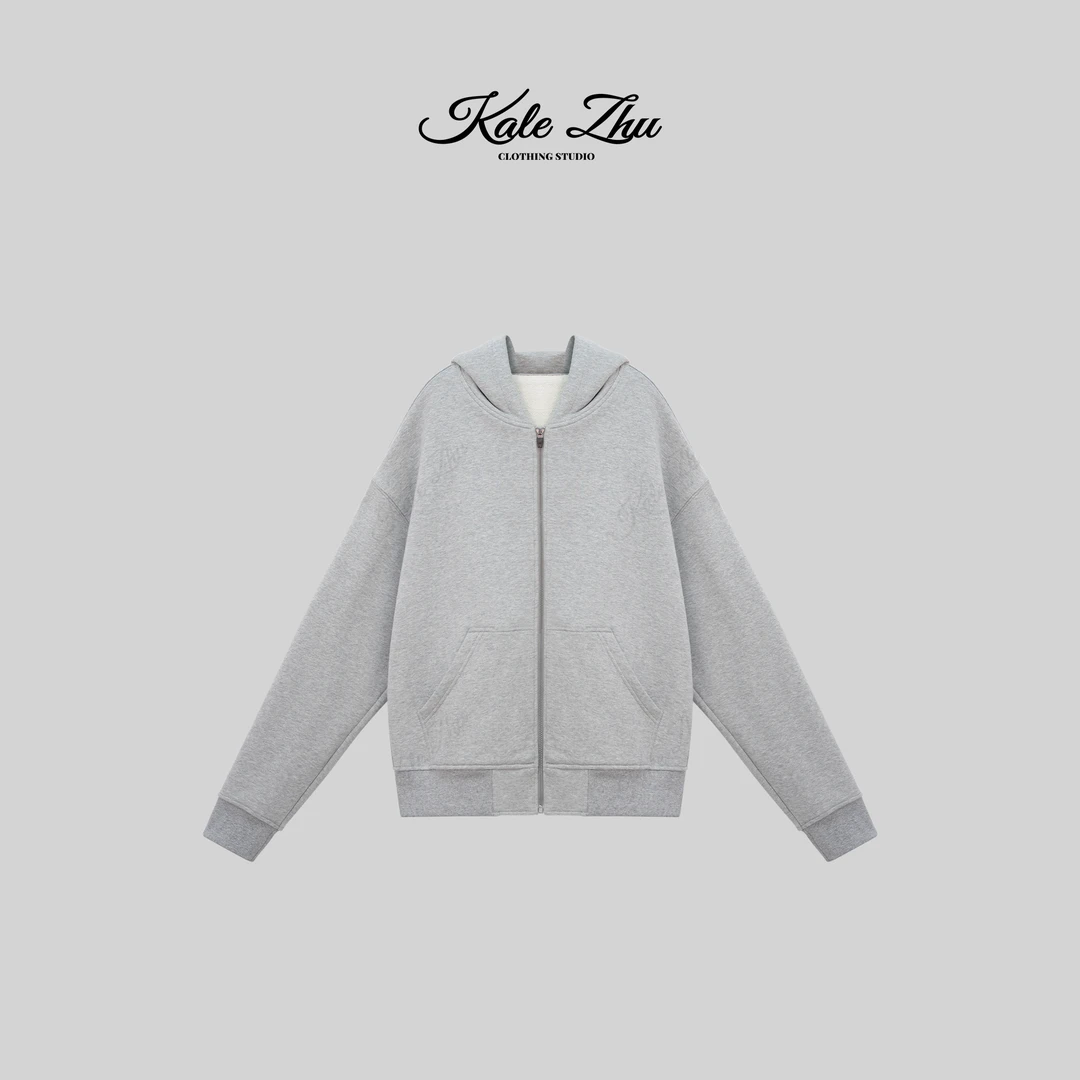【KALE ZHU】“430G面磨毛”全棉拉链连帽卫衣 KZZA4W113