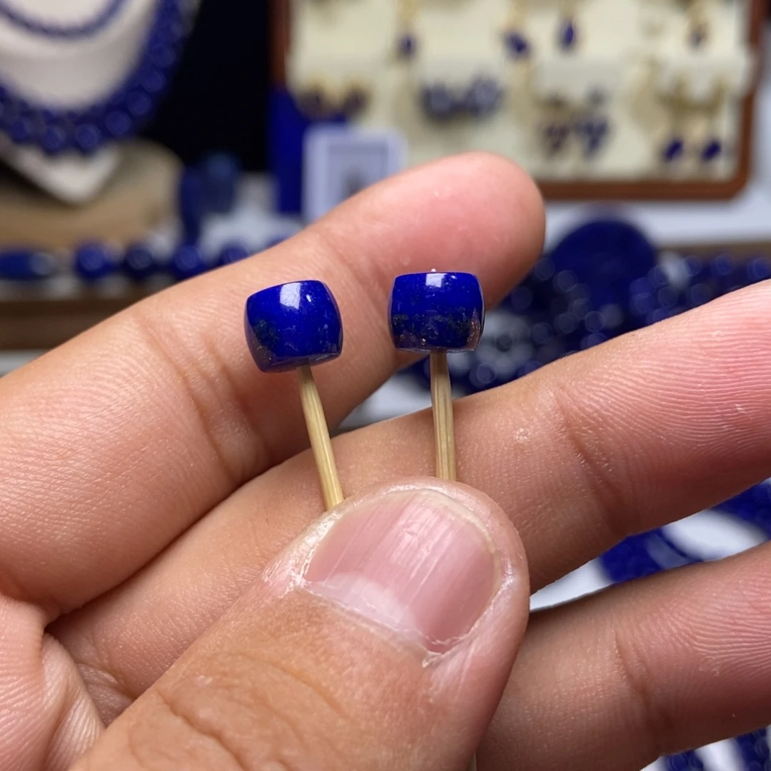 青金石未镶嵌福利 精品 老型直切对珠8+