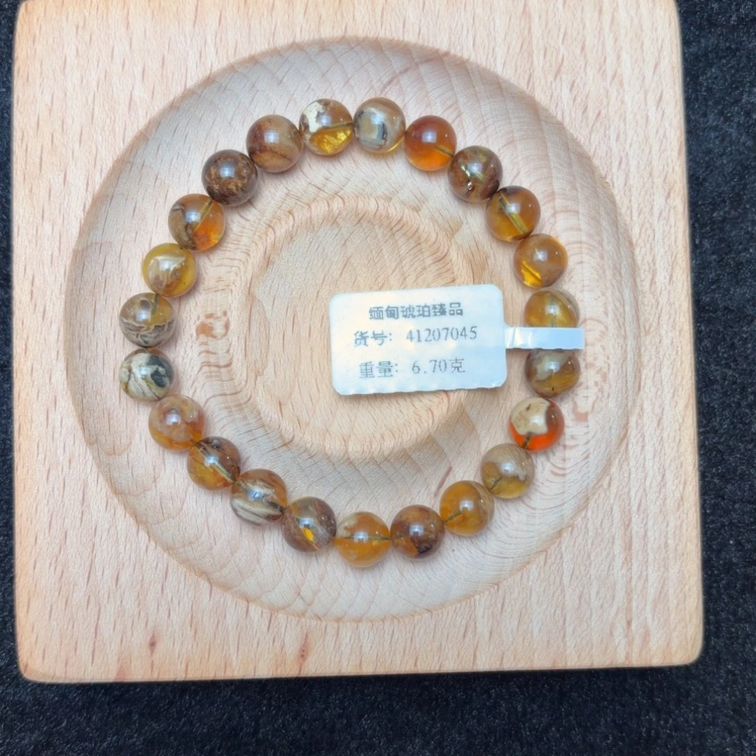 琥珀未镶嵌珠宝奇石8mm菠菜绿茶金丝蛋黄白蜡飘花