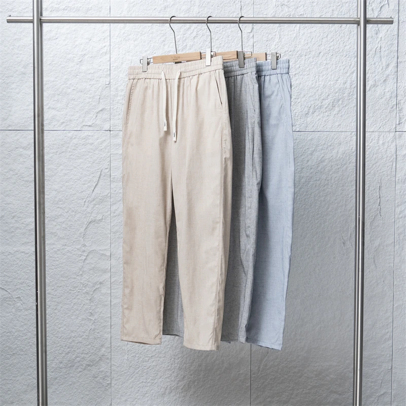 【退货补运费】夏季高端亚麻混纺男士百搭宽松透气舒适休闲裤6665//