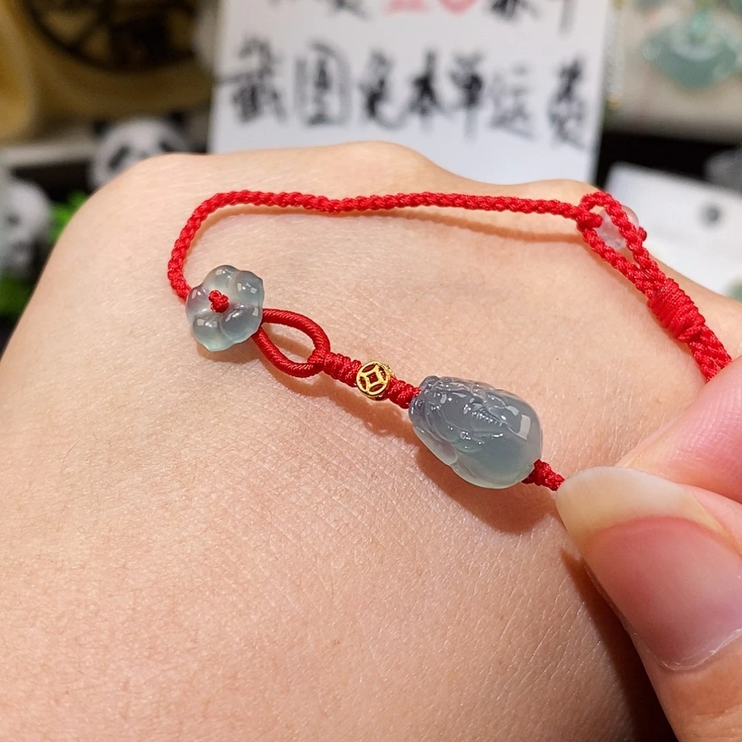 翡翠未镶嵌颈饰貔貅红绳15