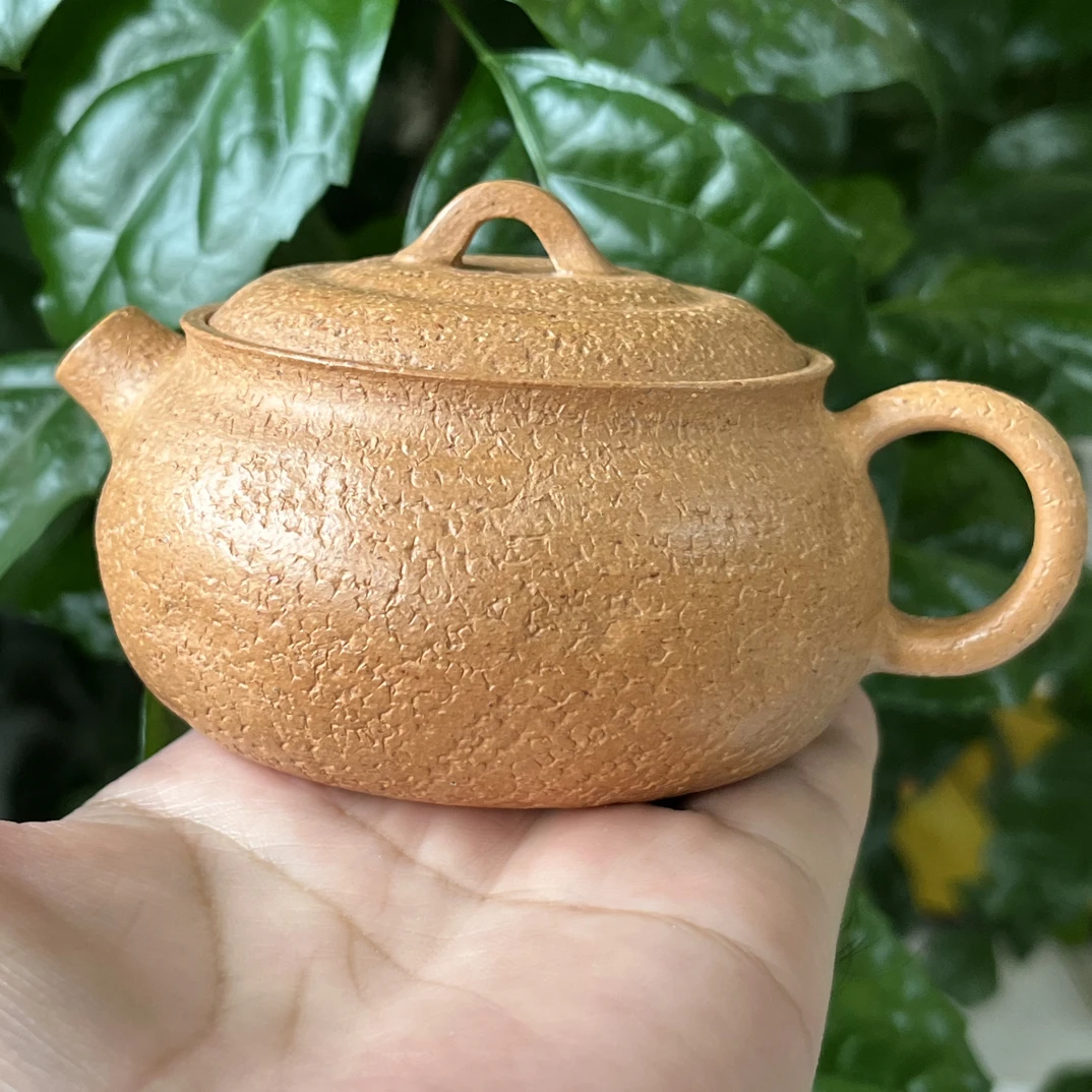 宜兴原矿紫砂小橘子壶半手工制作150cc内推孔出水金降坡泥料