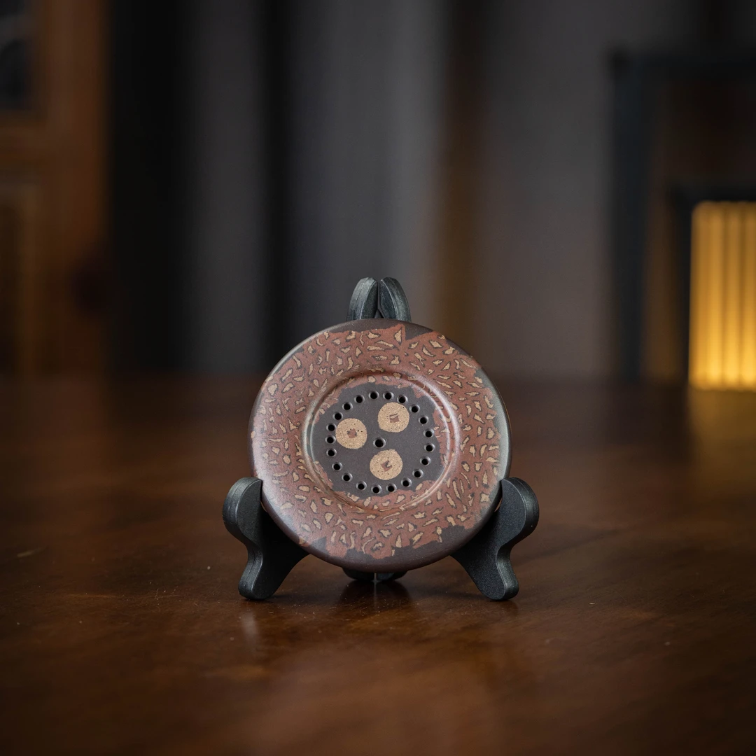 福豹（一）范陶琦制 单壶垫 紫茄泥 直径8.5cm 紫砂家用茶周边