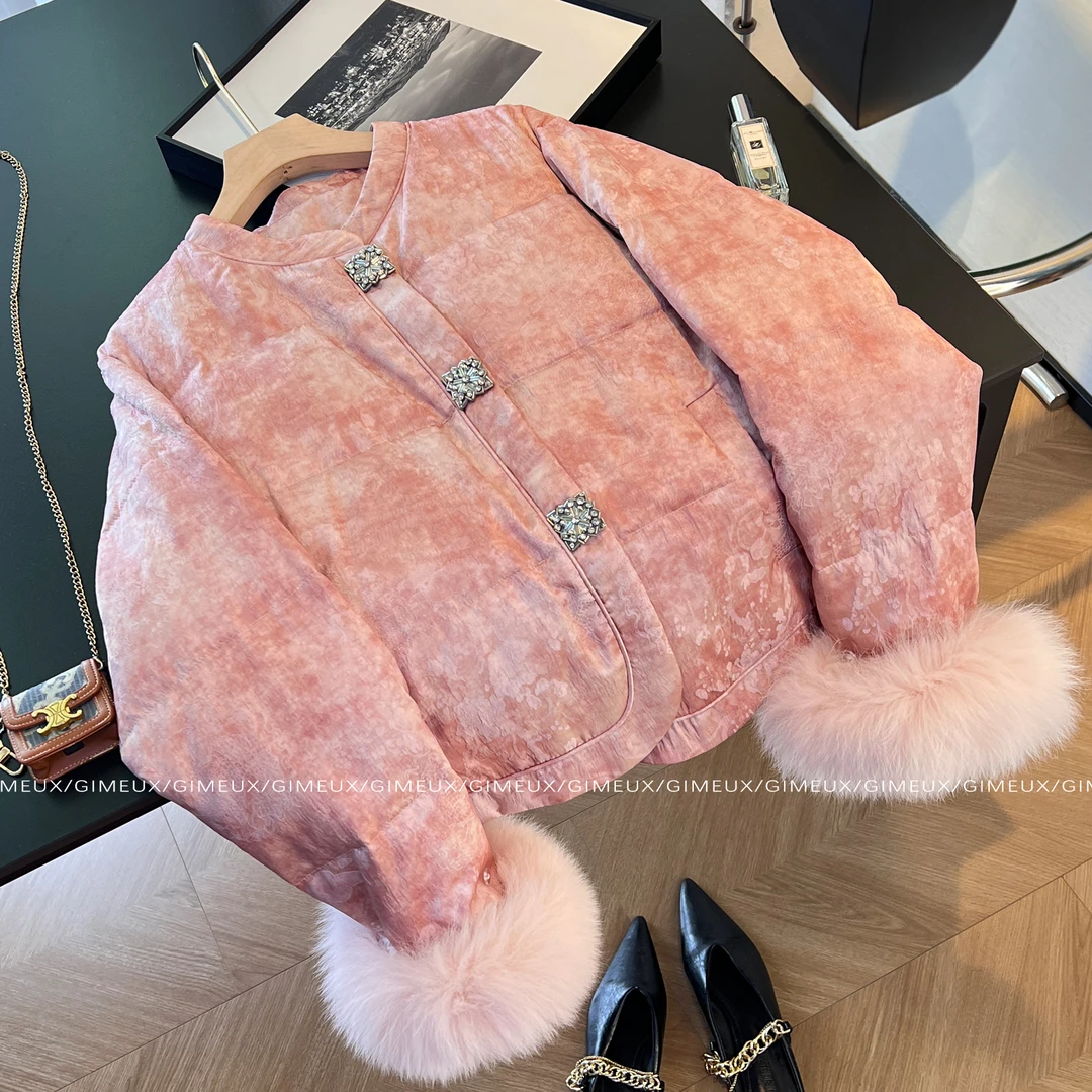 高级感气质复古冬季新中式棉服女国风减龄加厚保暖白外套