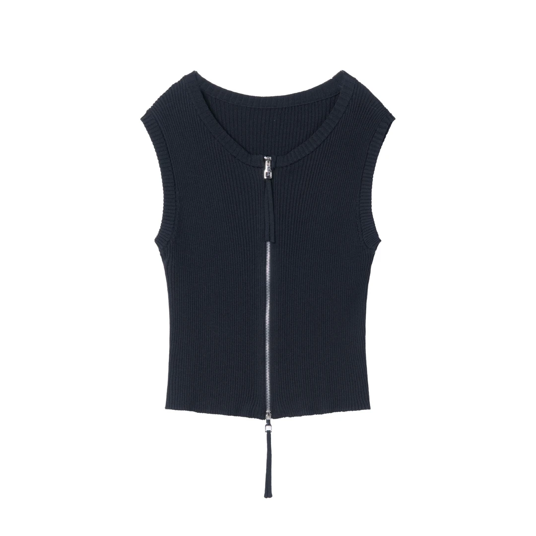 OMOMG25女童背心吊带显瘦气质短款时尚百搭黑色无袖休闲G5C066