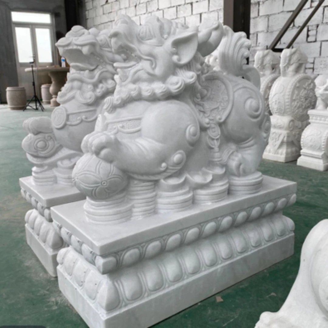 石雕貔貅一对招财汉白玉大理石青石石头家用酒店别墅公司门口摆件