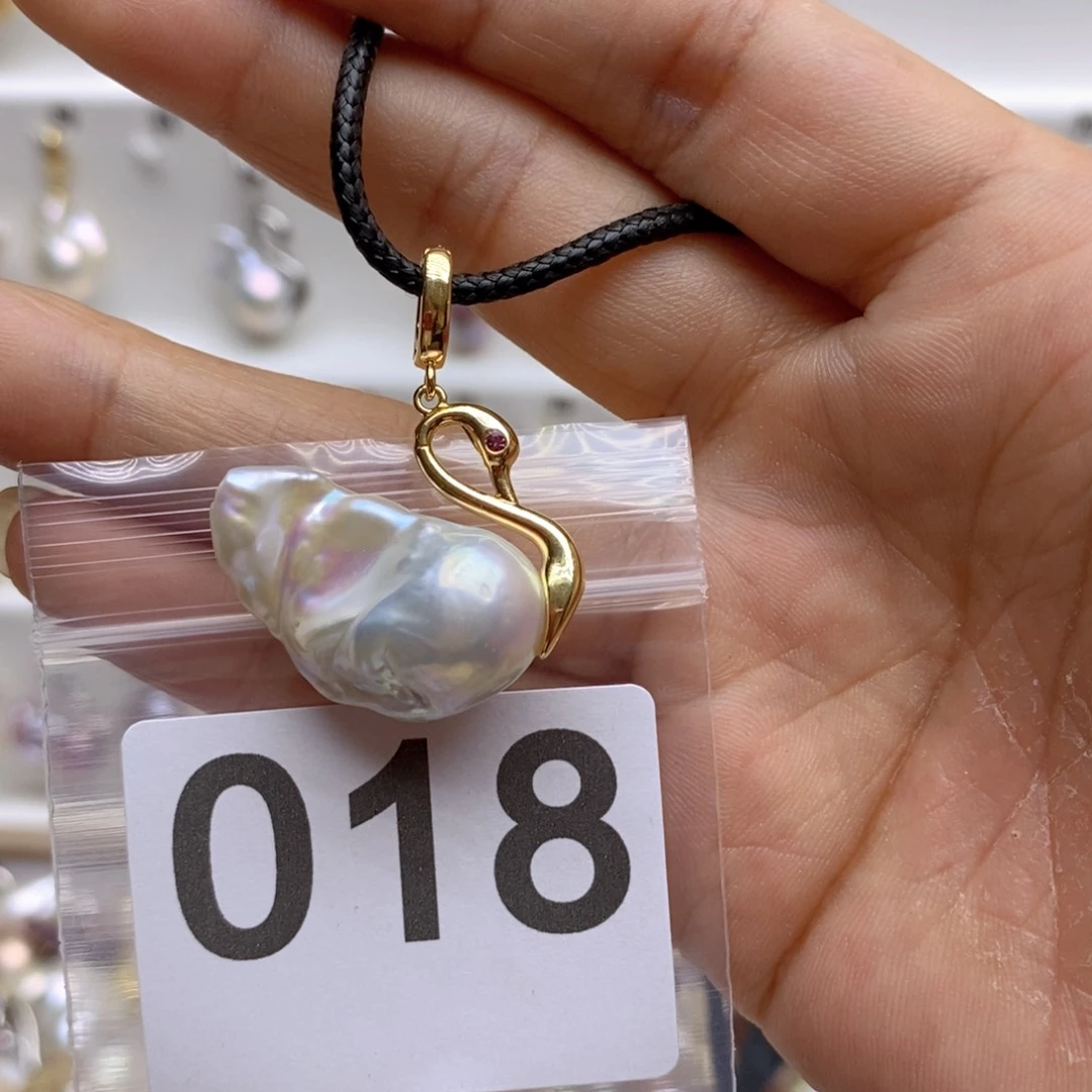 淡水珍珠颈饰银S925镶嵌18