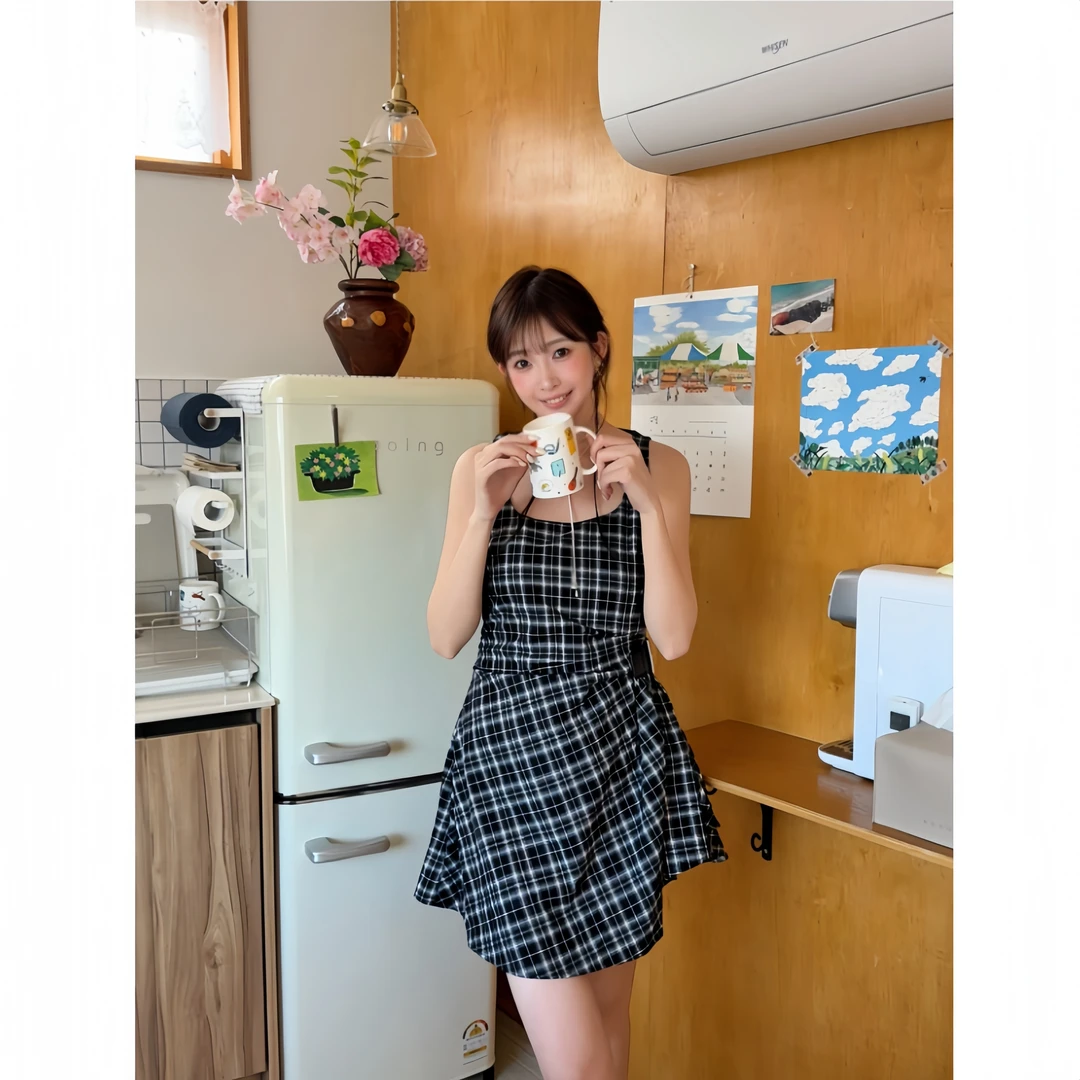 苏苏家【格雷女孩】韩风格子连衣裙夏季