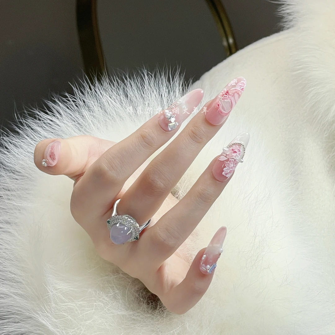 【灵蛇挽玉】重工蔷薇粉蛇手绘纯手工穿戴甲