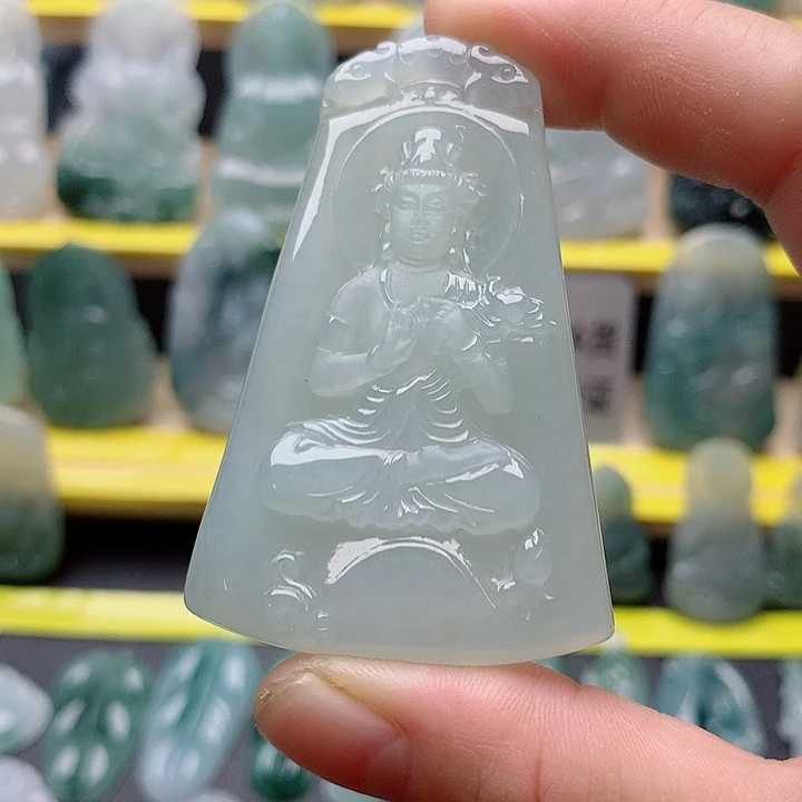 翡翠未镶嵌吊坠(不含链)莲花观音