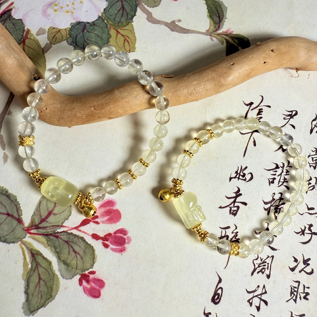 【黄水皮皮】黄水晶貔貅6mm手串面小仙多样性发其一