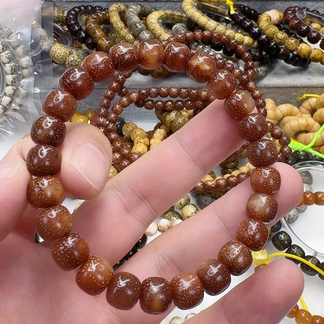 独***8手串星月菩提65尽头粉冰玉化星月菩提单圈0.9桶五条