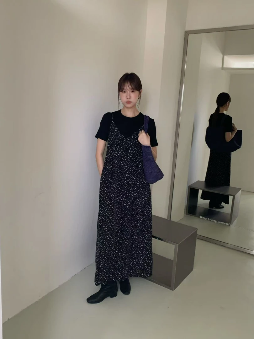 温柔瑶-GW冬季福利#韩系减龄碎花连衣裙#693（不含肩带裙长118）