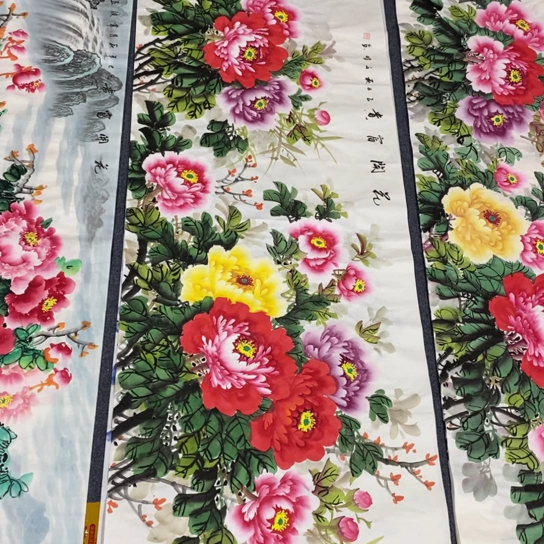 国画尺寸180✖️70小六尺手绘牡丹花