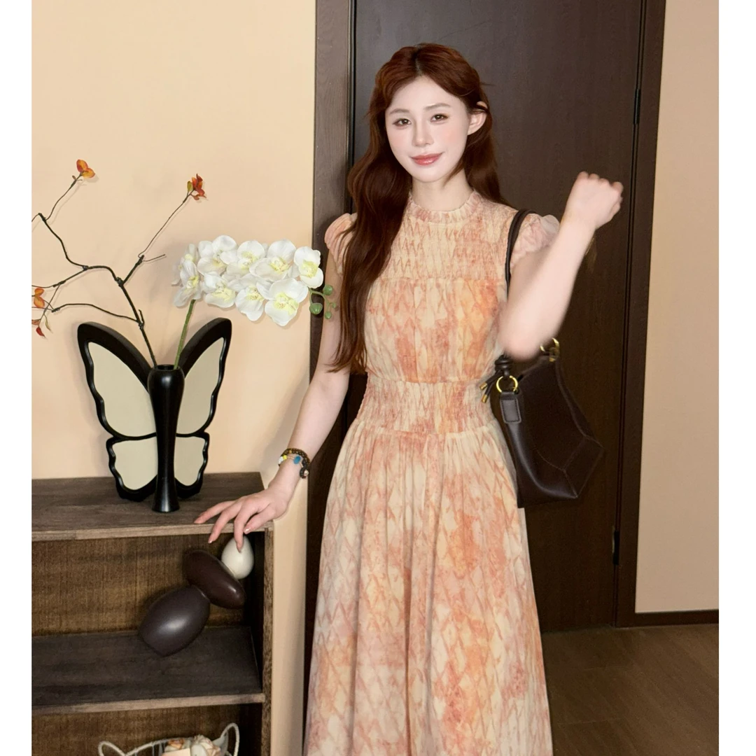 【郁金香】打揽工艺 碎花 气质 显瘦 小众 美静花色连衣裙XMZH8529