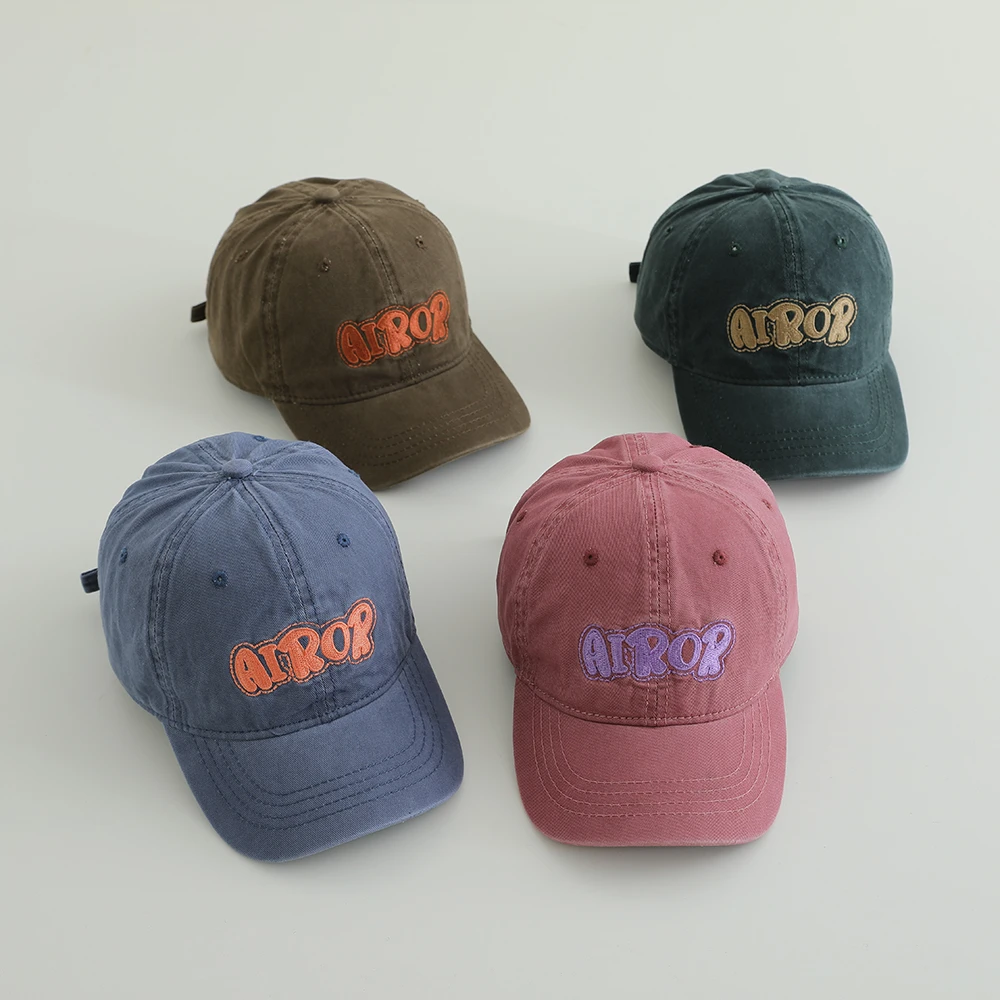 日系风做旧水洗儿童鸭舌帽子 个性潮童宝宝韩系棒球帽遮阳嘻哈帽