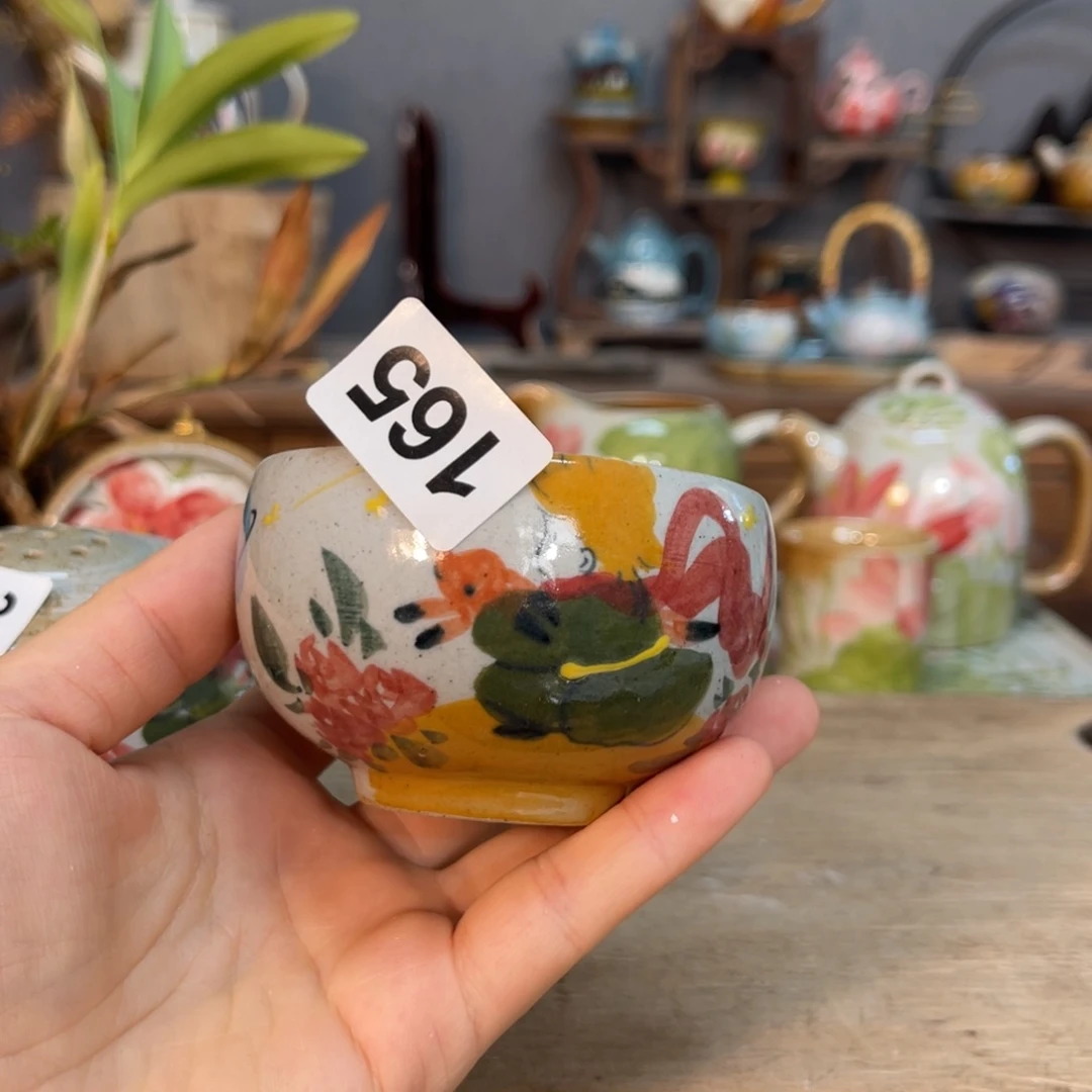 壶素浅陶瓷手工手绘