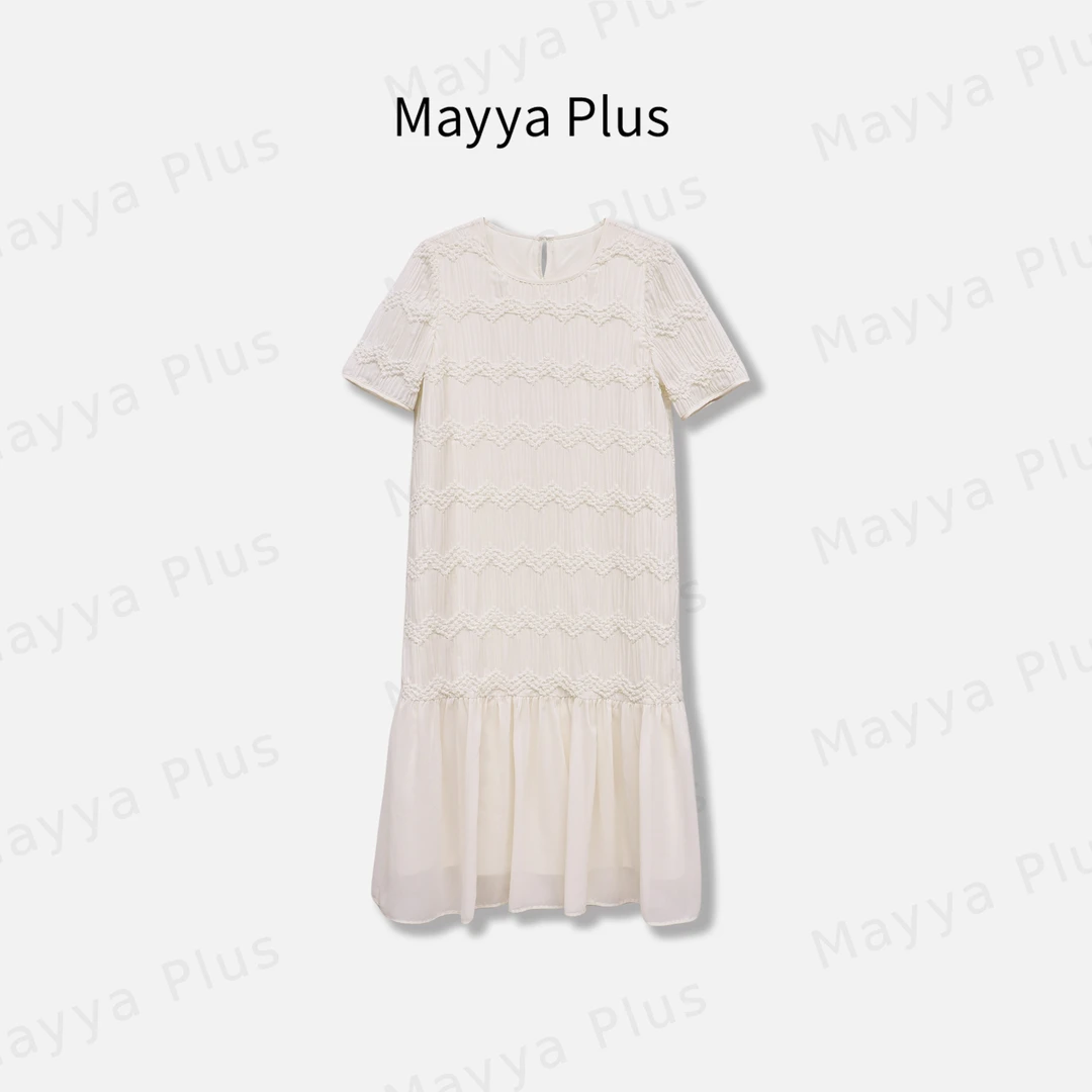 【美神降临】Mayya Plus麦芽定制肌理感连衣裙百搭短袖裙子32526519