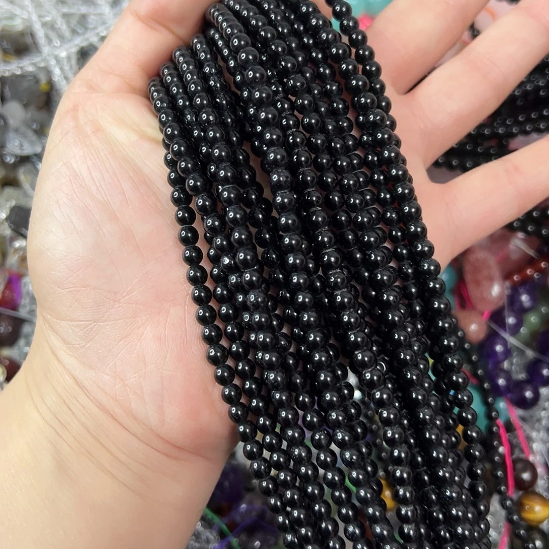 玛瑙/玉髓未镶嵌珠宝半成品，卡4黑玛瑙2条