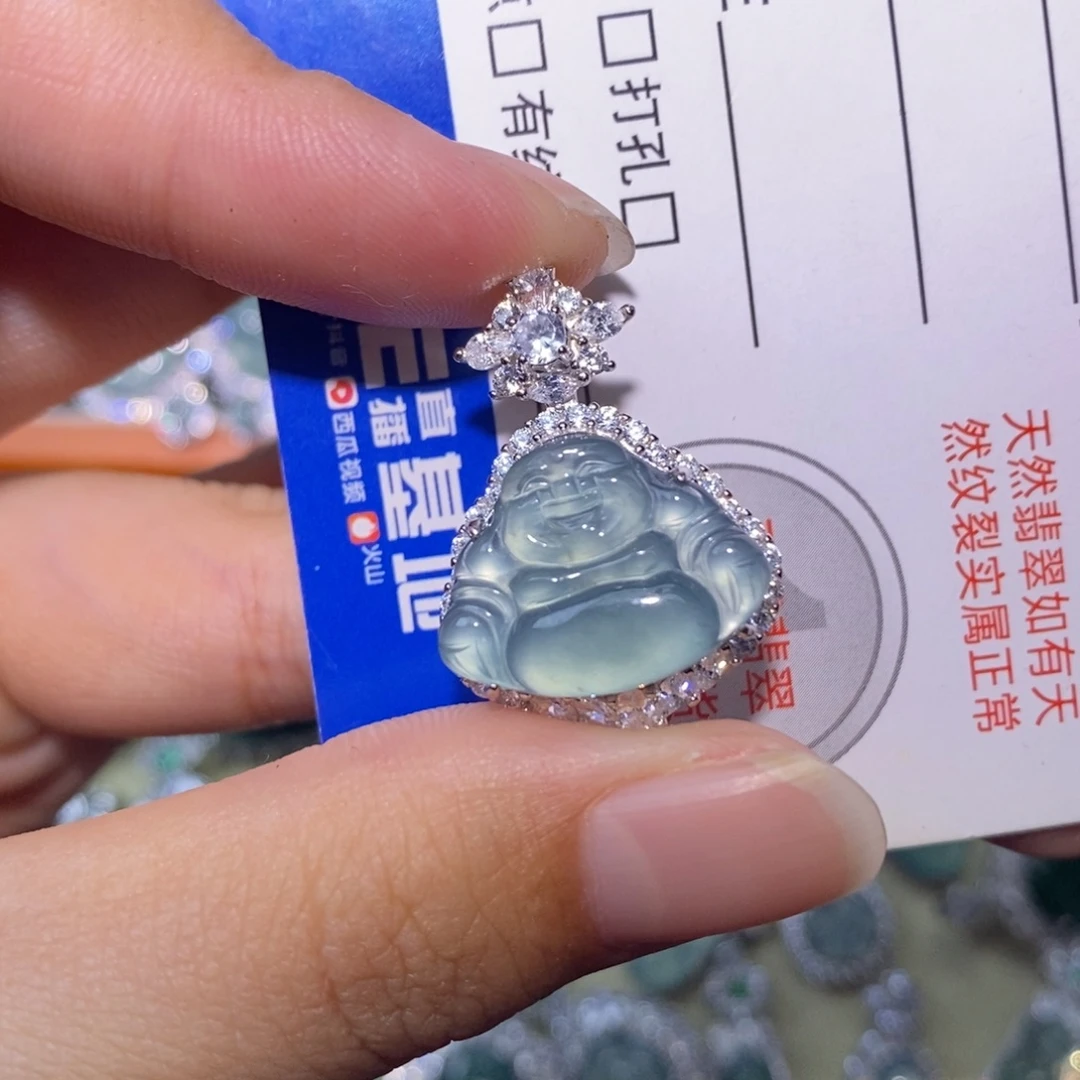翡翠银S925镶嵌颈饰天然