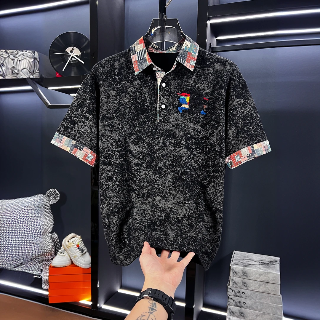 内米霍切时尚休闲男士潮流刺绣POLO衫新款夏季新款翻领半袖男装