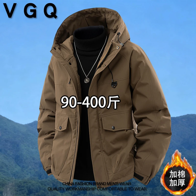 VGQ男士防风保暖棉服冬季加肥加大休闲百搭加厚款百搭连帽棉袄子