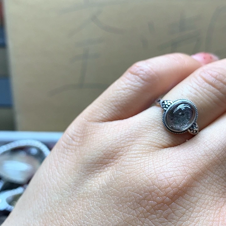 水晶水晶戒指银S925镶嵌