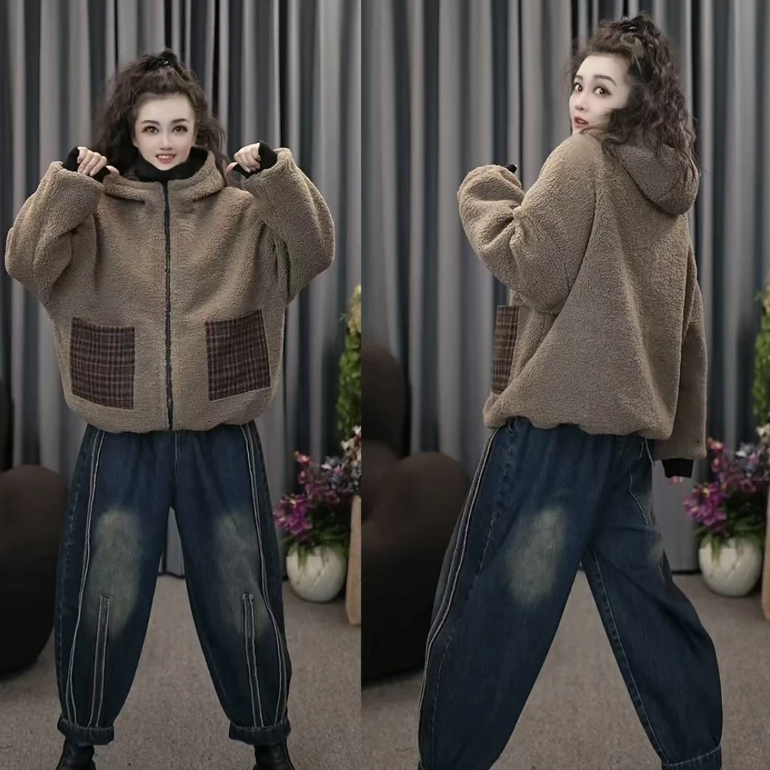 1027冬季新款美拉德复古格子两面穿保暖洋气显瘦外套韩版休闲百搭