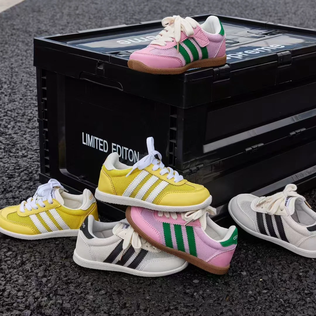 单网德训鞋2025春夏糖果色女童阿甘鞋轻便透气男童潮牌休闲运动鞋