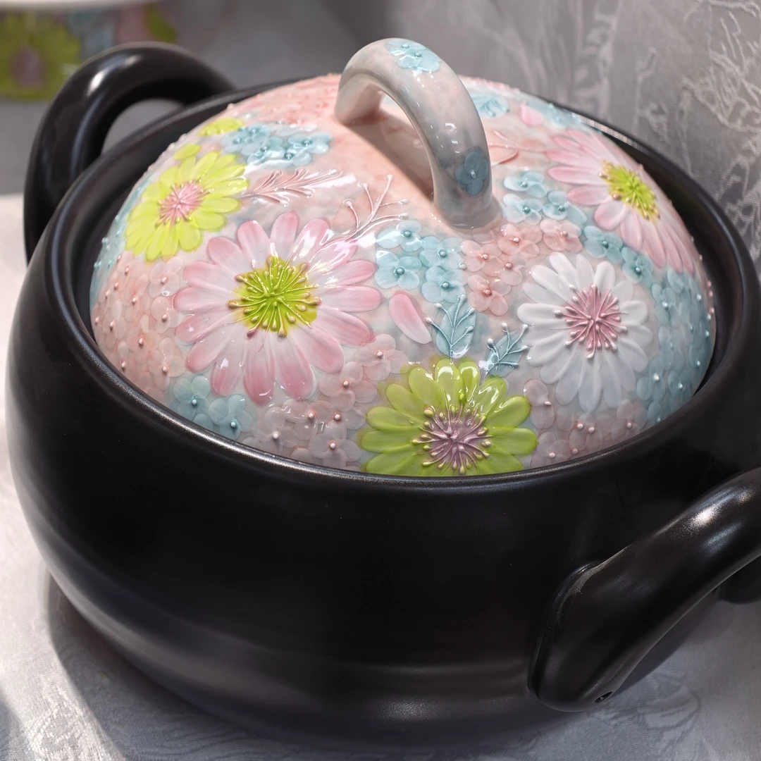 濑户烧-繁花絮语3升球釜，土锅