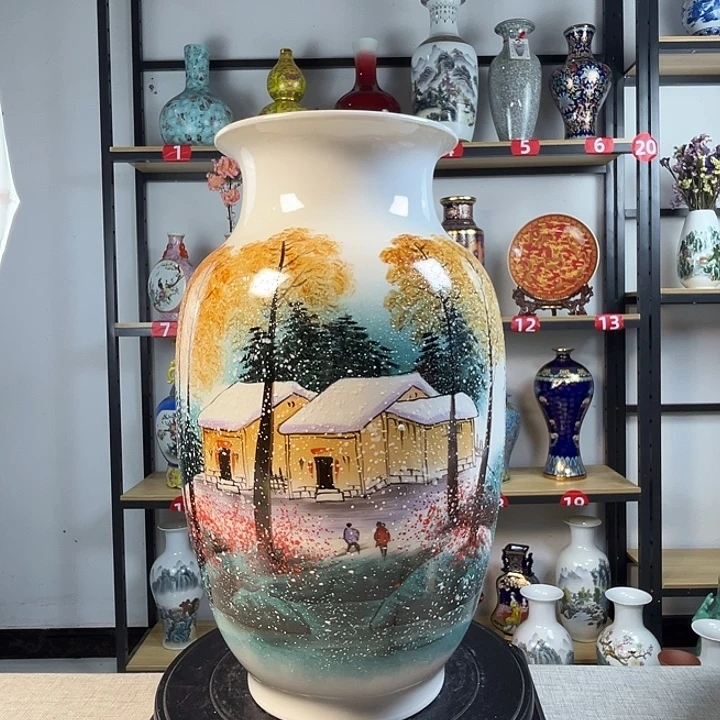 陶摆件景德镇雪景图