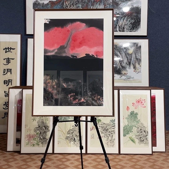 国画手绘作品带框