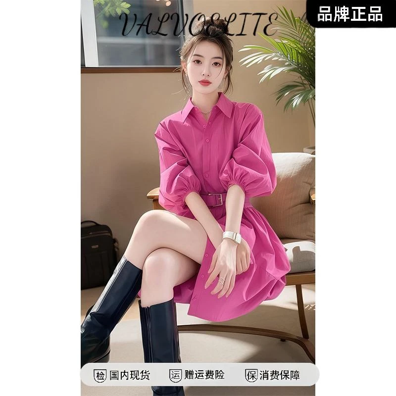 高级超好看气质时尚连衣裙女装2025春季新款小个子衬衫a字裙子