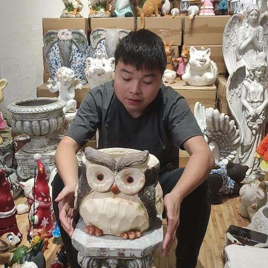 合成树脂猫头鹰花盆摆件