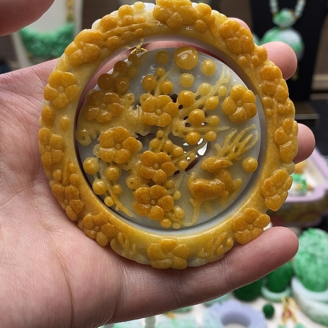 翡翠未镶嵌颈饰手镯套装58.5