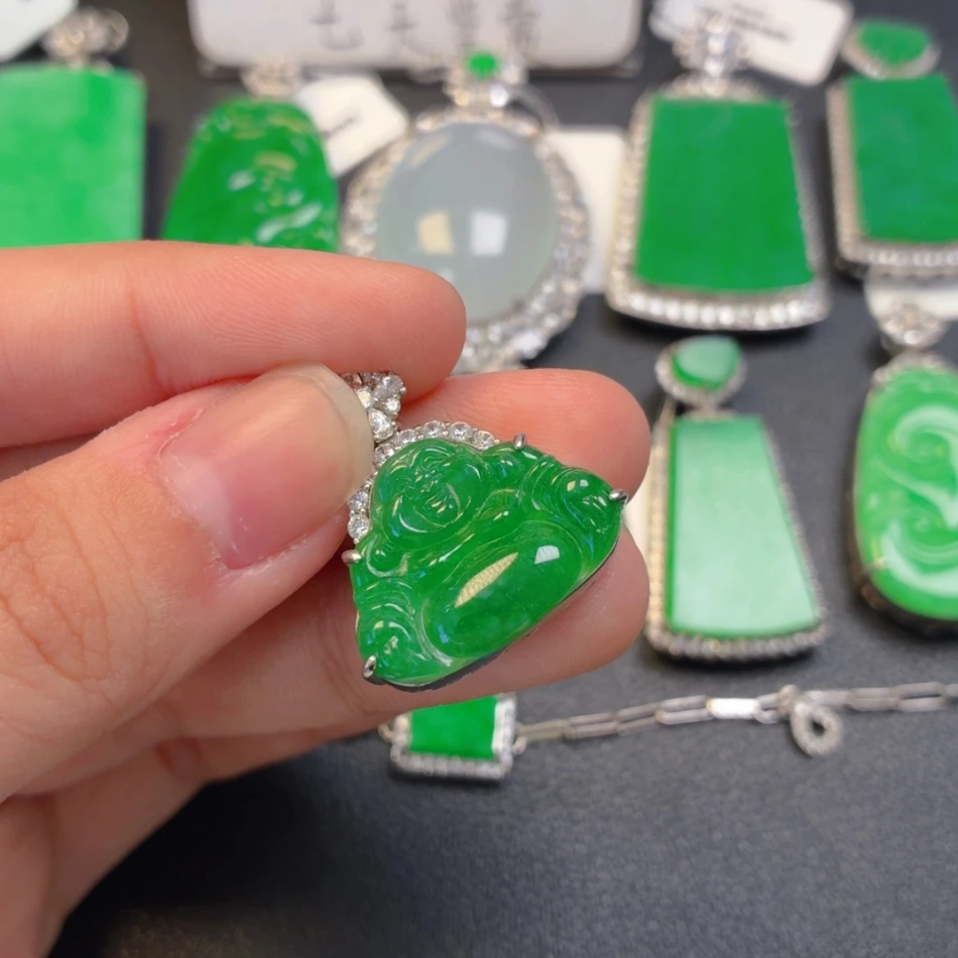 翡翠银S925镶嵌吊坠(不含链)