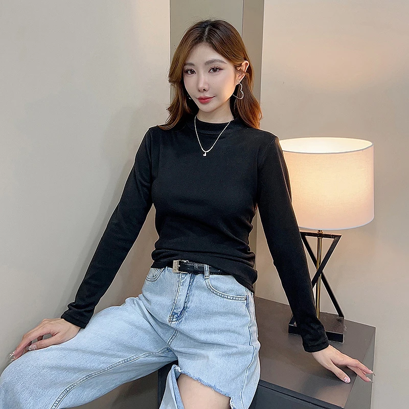 【高货浮力】打底衫女秋冬季简约纯色保暖打底衫T恤衫
