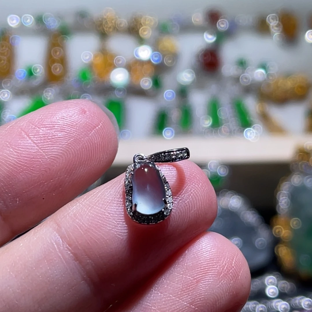 翡翠吊坠(不含链)18K金镶嵌福瓜小滴溜万能扣吊坠