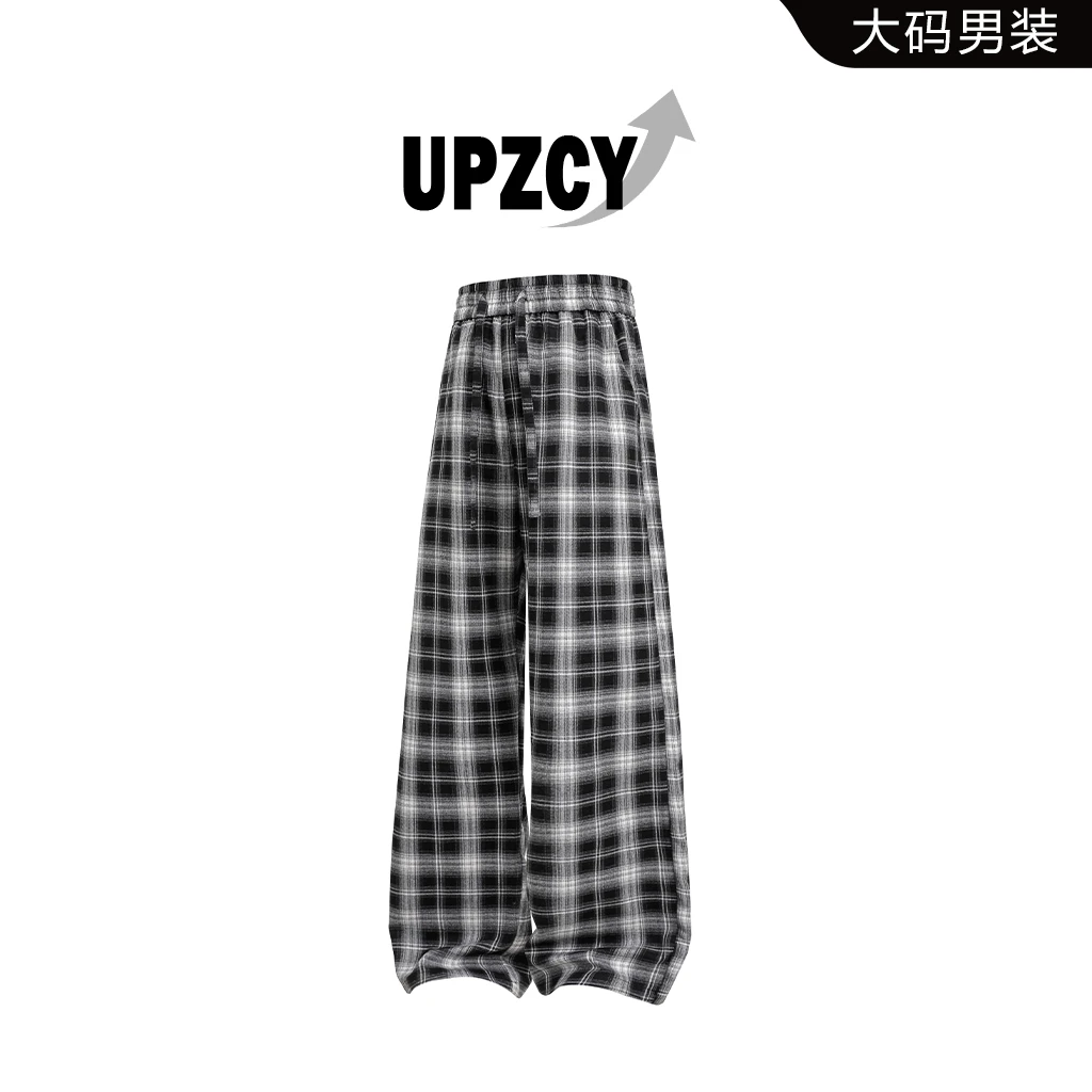 UPZCY美式格子休闲裤男宽松垂感百搭大码直筒休闲裤轻奢痞帅男装