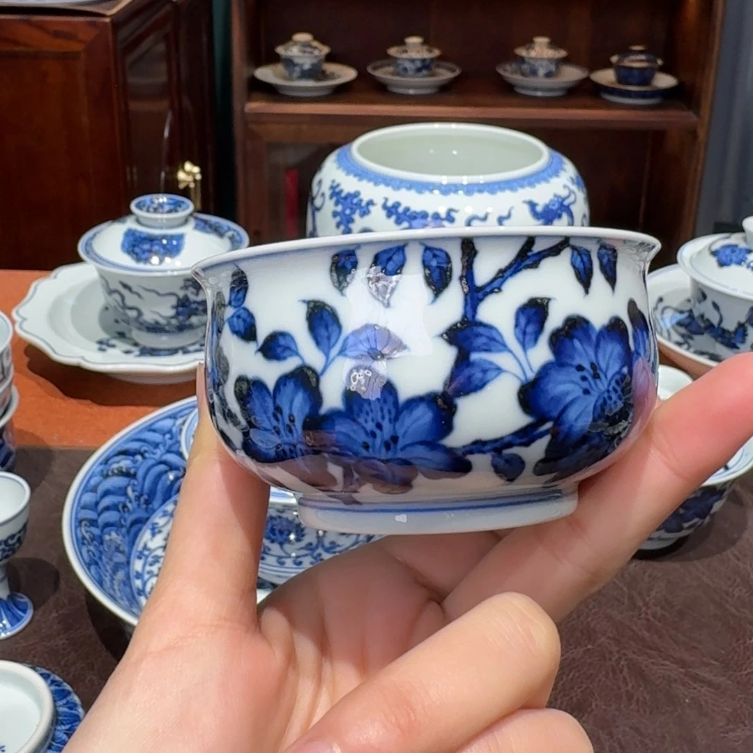 青花雯华堂手绘杯杯