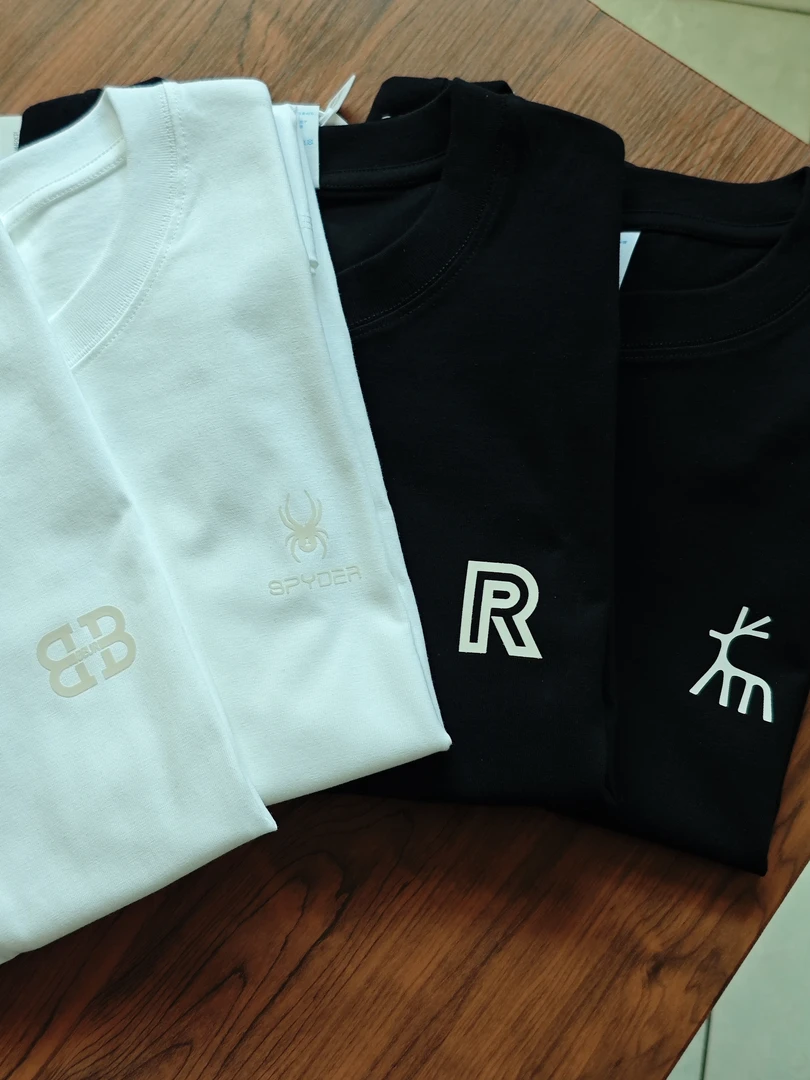 260克重磅纯棉落肩短袖T恤上衣夏季光变印花小胸标宽松百搭炫酷